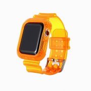 Ремешок для Apple Watch 42 mm прозрачный с кейсом (оранжевый)