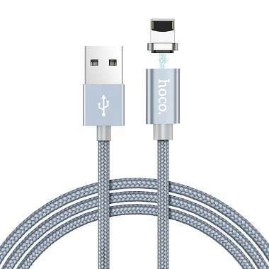 Кабель для Apple Hoco U40A магнитный (USB - lightning) (металлически-серый) — 7