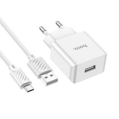Сетевое зарядное устройство Hoco C106A (USB - Micro USB) (белое) — 5