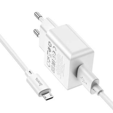 Сетевое зарядное устройство Hoco C106A (USB - Micro USB) (белое) — 4