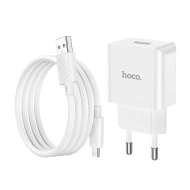Сетевое зарядное устройство Hoco C106A (USB - Micro USB) (белое) — 3