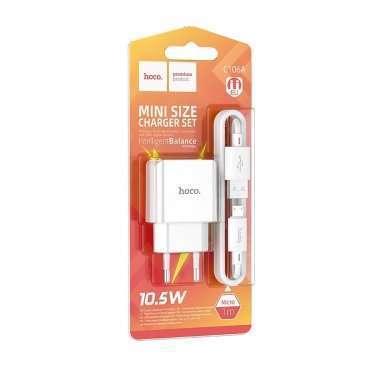 Сетевое зарядное устройство Hoco C106A (USB - Micro USB) (белое) — 2